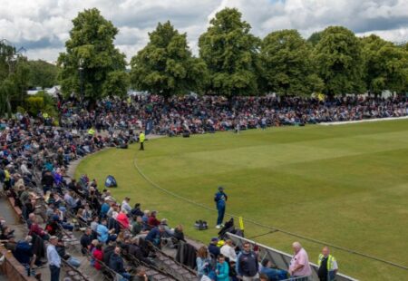 Audience watching BRM Chesterfield Festival of Cricket at Queen's Park