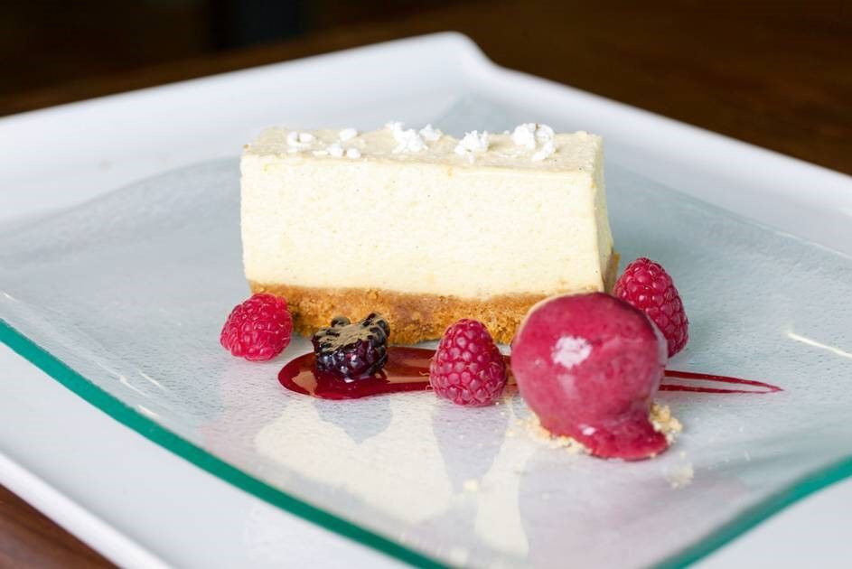 Lemon and Ginger Cheesecake with Raspberry Sorbet