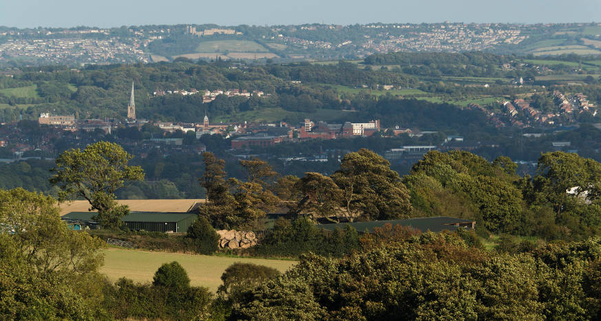 View of Chesterfield from the surrounding countryside