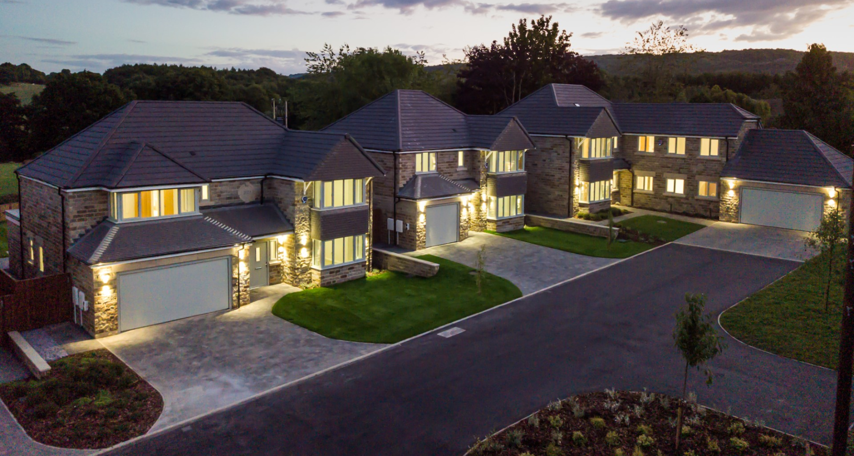 Cul-de-sac of homes built by Stancliffe Homes