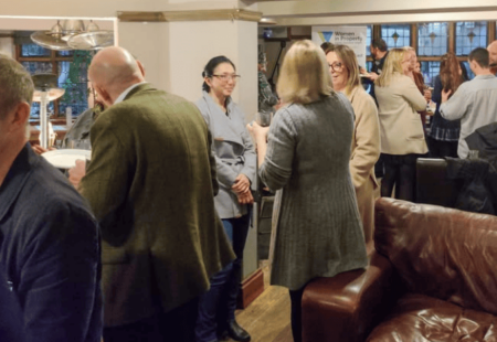 Professionals networking at property event in Chandlers, Chesterfield