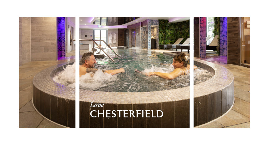 Valentine's treat for couple (male and female) relaxing in jacuzzi at Ringwood Hall Hotel & Spa