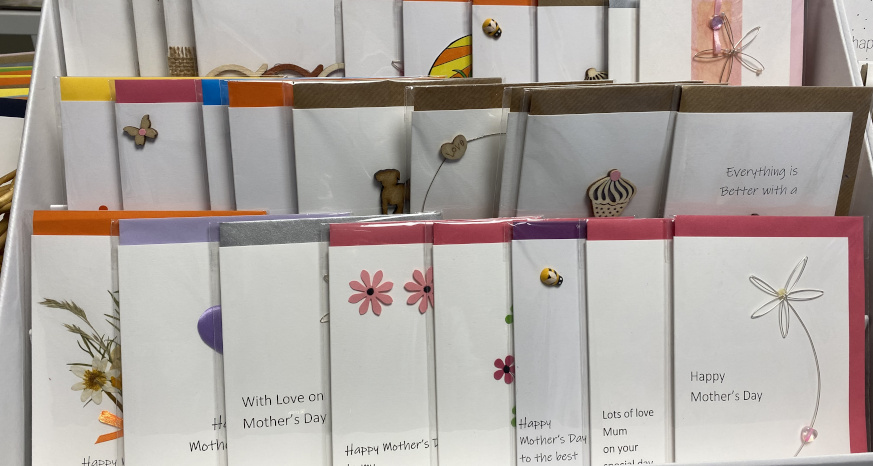 Mother's Day cards on display at Delightful Decor