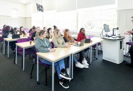 Classroom of students at the University of Derby