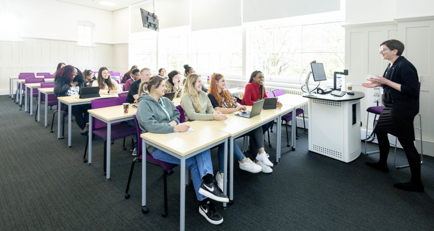 Classroom of students at the University of Derby