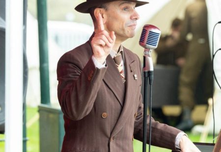 Johnny Victory singing at the Chesterfield 1940s market