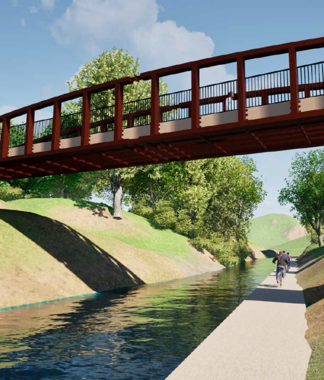Trans Penine Trail Bridge Chesterfield canal artist impression 640