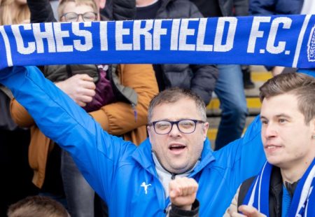ChesterfieldFC fan holding scarf and celebrating