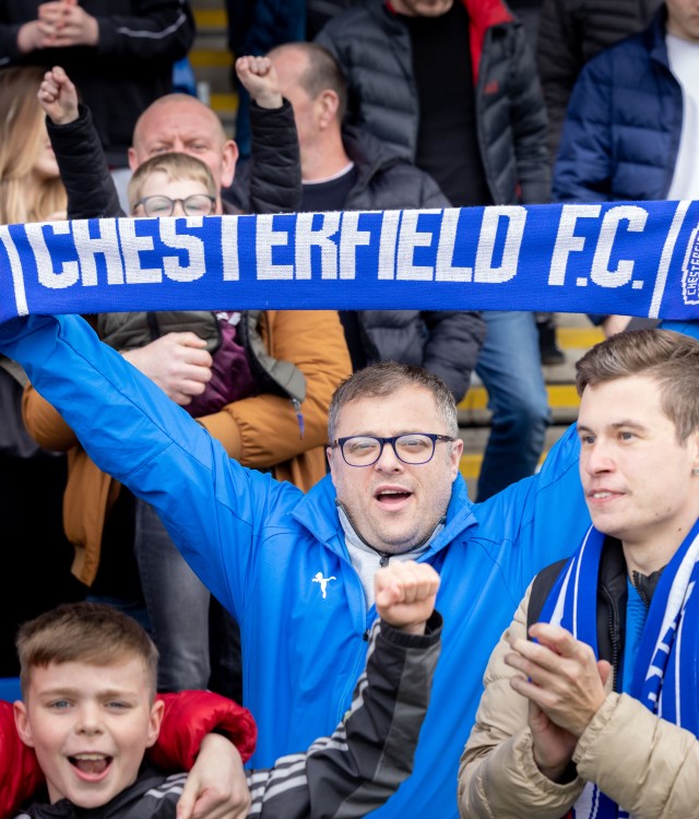 ChesterfieldFC fan holding scarf and celebrating