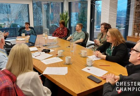 10 individual, mix of male and female, meeting at a board table