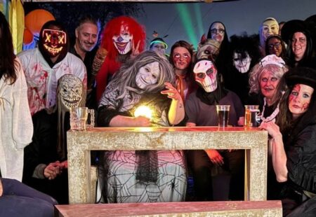 Staff in Halloween costumes at Rose Cottage