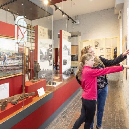 Mum and daughter browsing Barrow Hill Roundhouse