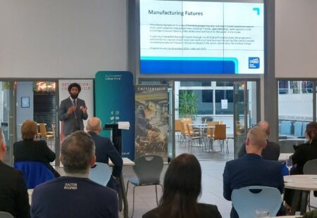 Rhys from Chesterfield College presenting at Made in Chesterfield launch event