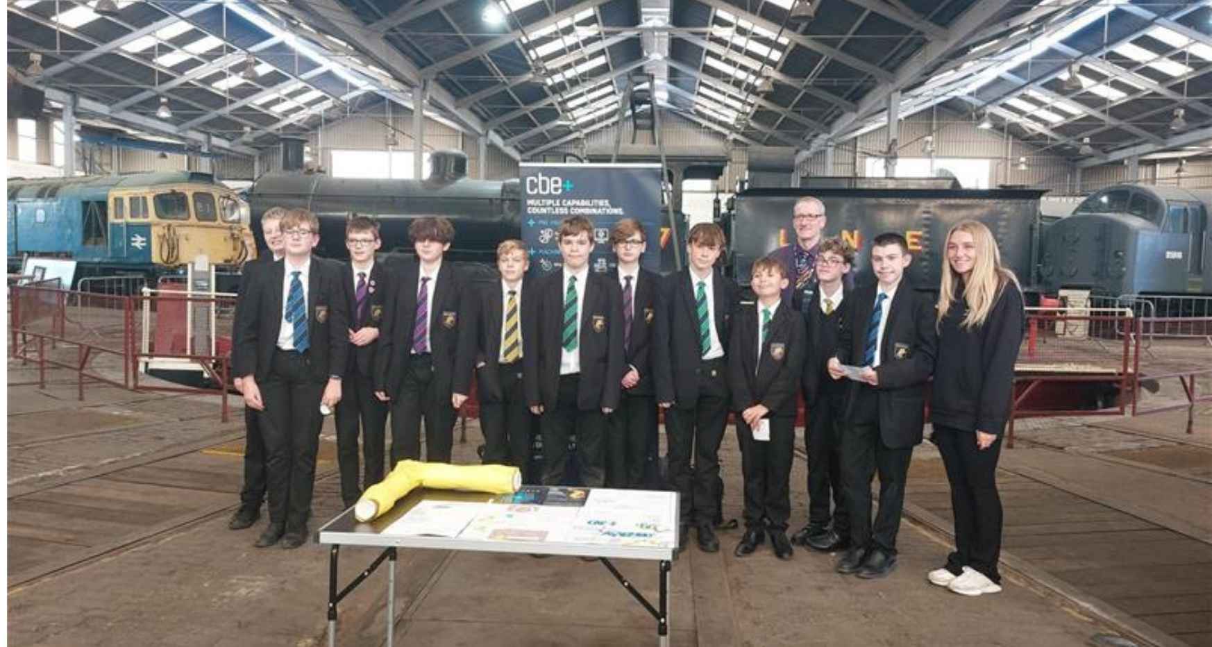 Pupils from Tupton Hall School presenting their National Manufacturing Day project at Barrow Hill Roundhouse