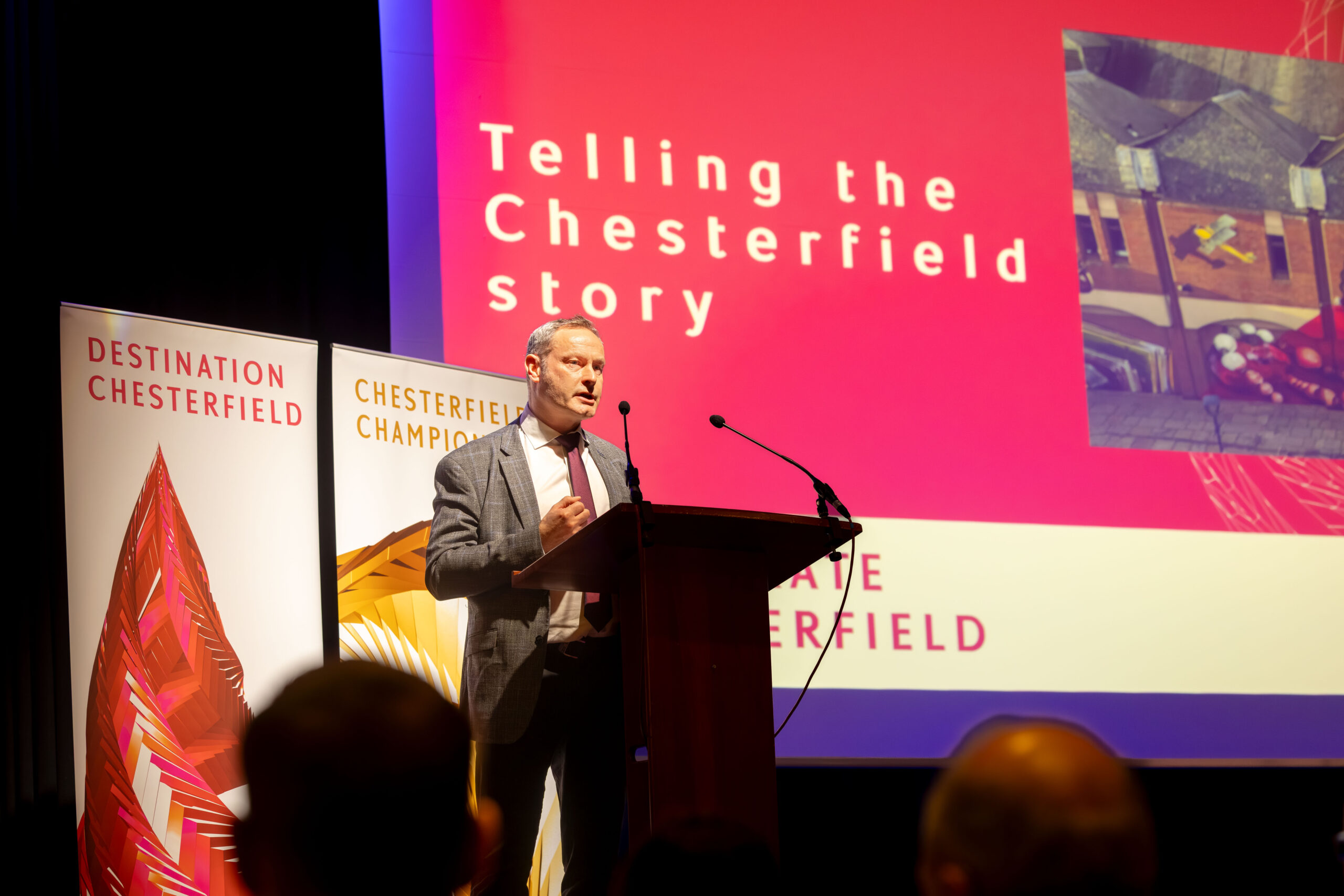 Andrew Byrne Chair of Destination Chesterfield presenting at the Celebrate Chesterfield Business Event