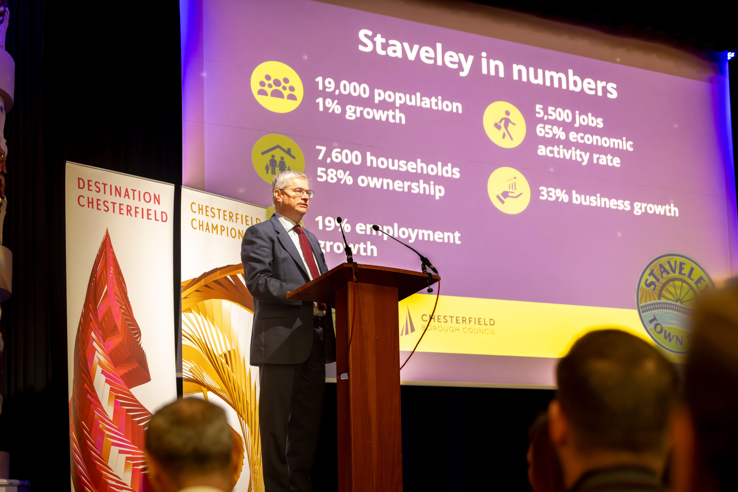 Ivan Fomin presenting from the stage at Celebrate Chesterfield Business Event