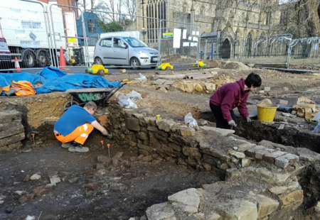 Archaeologists working on site