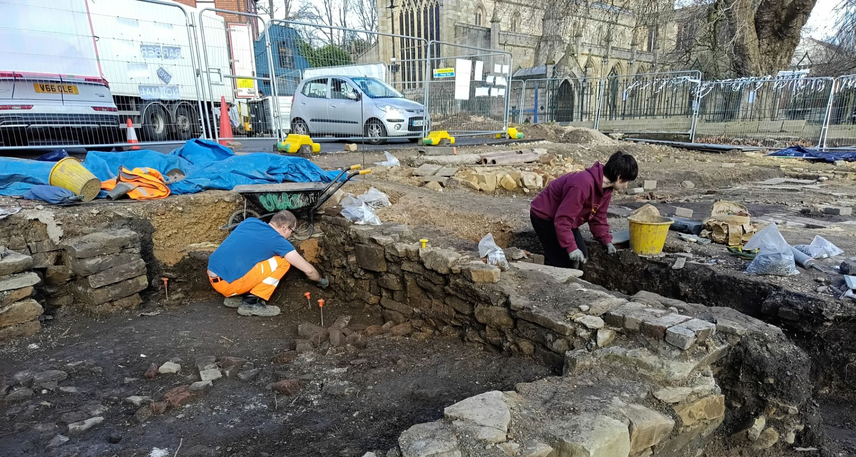 Archaeologists working on site