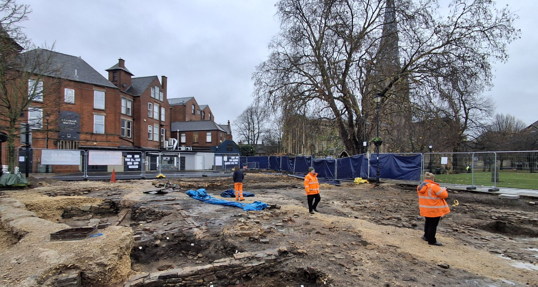 Archaeologists working on site