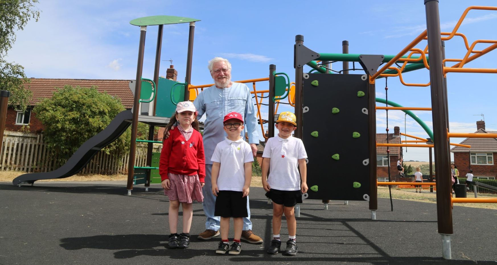 Children from Duckmanton Primary School on new park on West Crescent in Duckmanton