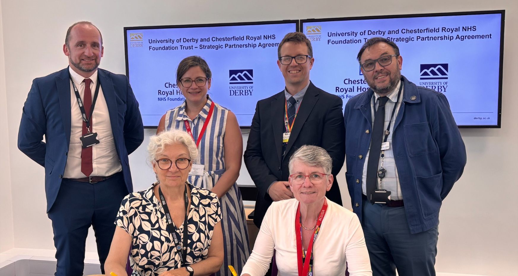 Andy Dowling, Caroline Wade, David Robertshaw, Stephen Wordsworth, Denise Baker, Jackie Smith at the University of Derby