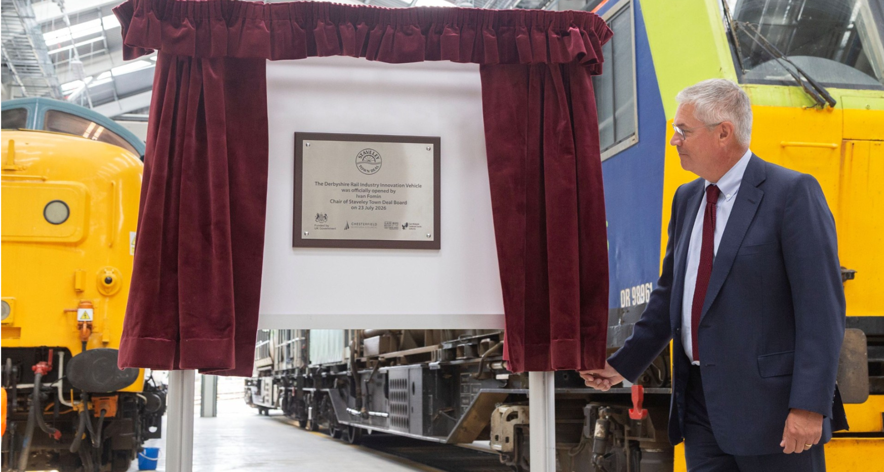 Ivan Fomin showing the award for The Derbyshire Rail Industry