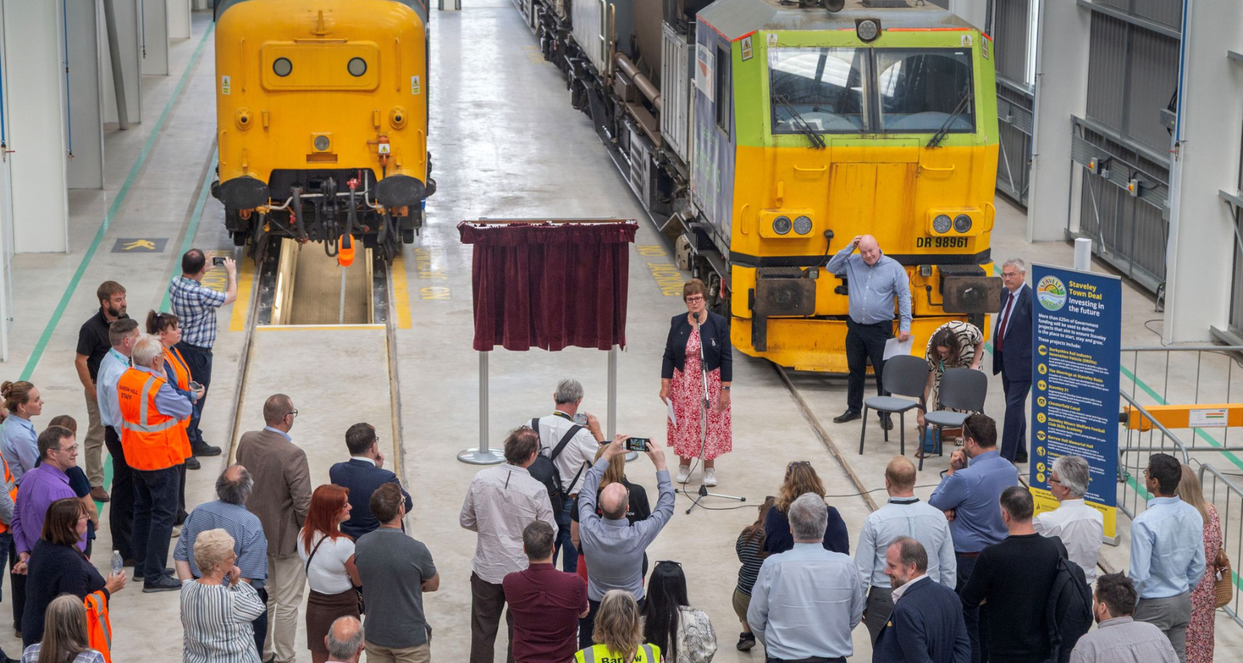 Cllr Tricia Gilby speaking at the opening of The Derbyshire Rail Industry